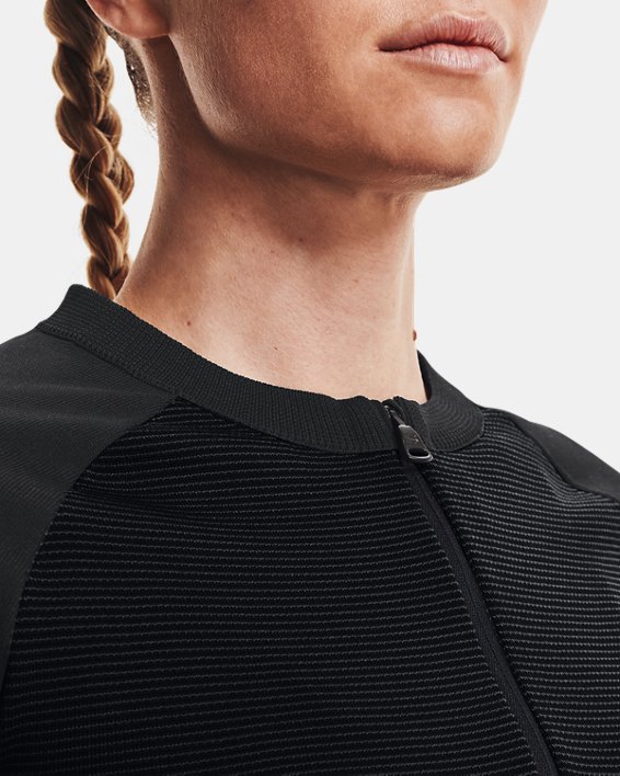 Women's UA IntelliKnit ¼ Zip Short Sleeve, Black, pdpMainDesktop image number 4